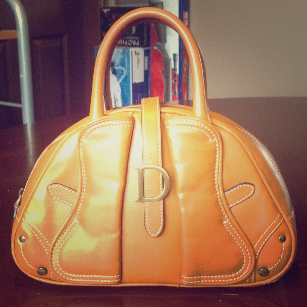 Leather Christian Dior Double Saddle Satchel Bag